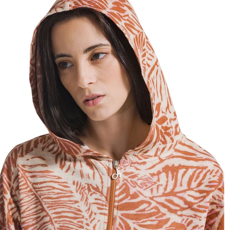 Felpa fiammata stampa 'foglie' con zip da donna Deha | D2242037704